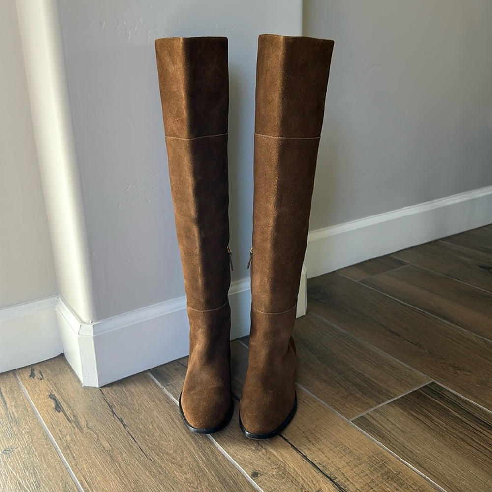 J Crew over the knee brown suede boot. Size 8m